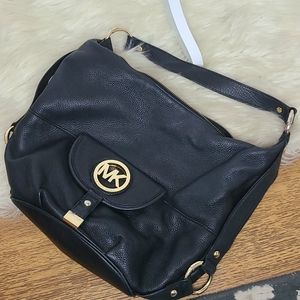 Michael Kors black leather hobo bag